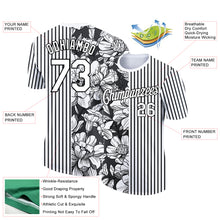 Load image into Gallery viewer, Custom White Black 3D Pattern Design Flower Performance T-Shirt