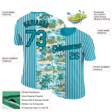 Загрузить изображение в средство просмотра галереи, Custom Teal Black-White 3D Tropical Hawaii Beach And Palm Trees Performance T-Shirt
