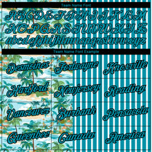 Загрузить изображение в средство просмотра галереи, Custom Teal Black-White 3D Tropical Hawaii Beach And Palm Trees Performance T-Shirt