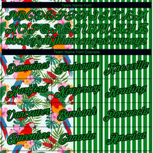 Laden Sie das Bild in den Galerie-Viewer, Custom Grass Green Black-White 3D Tropical Hawaii Leaves And Animal Parrot Performance T-Shirt