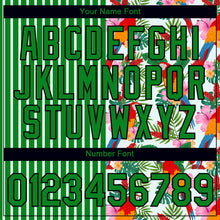 Laden Sie das Bild in den Galerie-Viewer, Custom Grass Green Black-White 3D Tropical Hawaii Leaves And Animal Parrot Performance T-Shirt