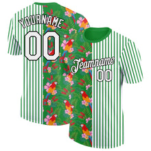 Загрузить изображение в средство просмотра галереи, Custom White Grass Green-Black 3D Tropical Hawaii Leaves And Animal Parrot Performance T-Shirt