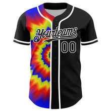 Laden Sie das Bild in den Galerie-Viewer, Custom Black White 3D Pattern Design Rave Psychedelic Authentic Baseball Jersey