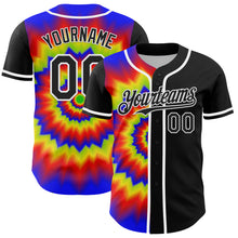 Laden Sie das Bild in den Galerie-Viewer, Custom Black White 3D Pattern Design Rave Psychedelic Authentic Baseball Jersey