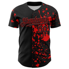 Загрузить изображение в средство просмотра галереи, Custom Black Red 3D Pattern Design Rave Halloween Skull Authentic Baseball Jersey