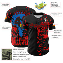 Загрузить изображение в средство просмотра галереи, Custom Black Red 3D Pattern Design Rave Halloween Skull Authentic Baseball Jersey