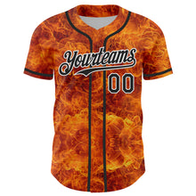 Загрузить изображение в средство просмотра галереи, Custom Orange Black-White 3D Pattern Design Rave Flame Authentic Baseball Jersey