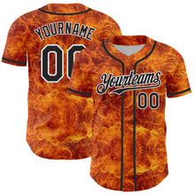 Загрузить изображение в средство просмотра галереи, Custom Orange Black-White 3D Pattern Design Rave Flame Authentic Baseball Jersey