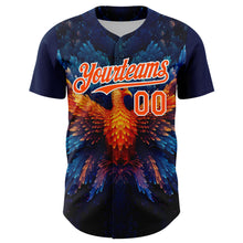 Загрузить изображение в средство просмотра галереи, Custom Navy Orange-White 3D Pattern Design Rave Phoenix Authentic Baseball Jersey