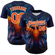 Загрузить изображение в средство просмотра галереи, Custom Navy Orange-White 3D Pattern Design Rave Phoenix Authentic Baseball Jersey