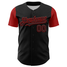 Загрузить изображение в средство просмотра галереи, Custom Black Red 3D Pattern Design Rave Gothic Style Authentic Baseball Jersey