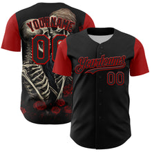 Загрузить изображение в средство просмотра галереи, Custom Black Red 3D Pattern Design Rave Gothic Style Authentic Baseball Jersey