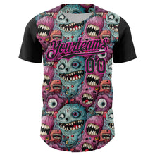 Laden Sie das Bild in den Galerie-Viewer, Custom Black Deep Pink 3D Pattern Design Rave Monster Authentic Baseball Jersey
