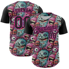 Laden Sie das Bild in den Galerie-Viewer, Custom Black Deep Pink 3D Pattern Design Rave Monster Authentic Baseball Jersey