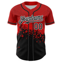 Laden Sie das Bild in den Galerie-Viewer, Custom Red Black-White 3D Pattern Design Rave Splatter Authentic Baseball Jersey