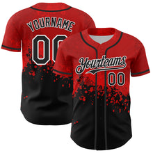 Laden Sie das Bild in den Galerie-Viewer, Custom Red Black-White 3D Pattern Design Rave Splatter Authentic Baseball Jersey