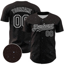 Laden Sie das Bild in den Galerie-Viewer, Custom Black White 3D Pattern Design Starry Sky Authentic Baseball Jersey