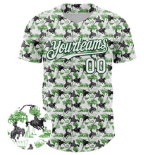 Загрузить изображение в средство просмотра галереи, Custom White Green 3D Pattern Design Rodeo Cowboy Authentic Baseball Jersey