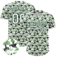 Загрузить изображение в средство просмотра галереи, Custom White Green 3D Pattern Design Rodeo Cowboy Authentic Baseball Jersey
