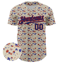 Charger l'image dans la galerie, Custom Cream US Navy Blue-Red 3D American Flag Authentic Baseball Jersey