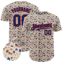 Charger l'image dans la galerie, Custom Cream US Navy Blue-Red 3D American Flag Authentic Baseball Jersey