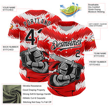 Laden Sie das Bild in den Galerie-Viewer, Custom Red Black-White 3D Pattern Design Knight Hero Art Authentic Baseball Jersey