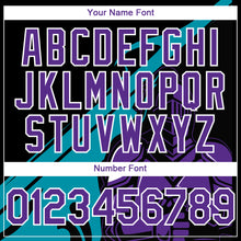 Laden Sie das Bild in den Galerie-Viewer, Custom Black Purple-Teal 3D Pattern Design Knight Hero Art Authentic Baseball Jersey