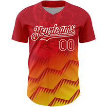 Laden Sie das Bild in den Galerie-Viewer, Custom Red Yellow-White 3D Pattern Design Animal Lion Authentic Baseball Jersey