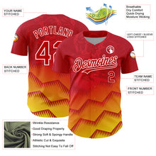 Laden Sie das Bild in den Galerie-Viewer, Custom Red Yellow-White 3D Pattern Design Animal Lion Authentic Baseball Jersey