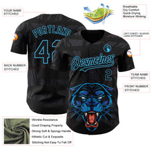 Laden Sie das Bild in den Galerie-Viewer, Custom Black Sky Blue 3D Pattern Design Animal Panther Authentic Baseball Jersey