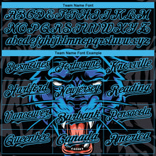Laden Sie das Bild in den Galerie-Viewer, Custom Black Sky Blue 3D Pattern Design Animal Panther Authentic Baseball Jersey