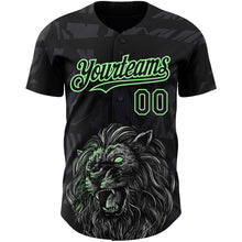 Загрузить изображение в средство просмотра галереи, Custom Black Pea Green 3D Pattern Design Animal Lion Authentic Baseball Jersey