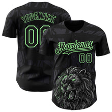 Загрузить изображение в средство просмотра галереи, Custom Black Pea Green 3D Pattern Design Animal Lion Authentic Baseball Jersey