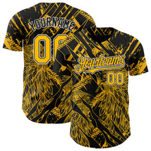 Load image into Gallery viewer, Custom Black Gold-White 3D Pattern Design Animal Eagle Authentic Baseball Jersey
