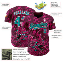 Charger l'image dans la galerie, Custom Crimson Teal-Black 3D Pattern Design Animal Dragon Authentic Baseball Jersey