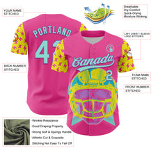 Загрузить изображение в средство просмотра галереи, Custom Pink Ice Blue Medium Purple-Light Yellow 3D Pattern Design Football Skull Helmet Authentic Baseball Jersey