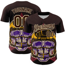 Загрузить изображение в средство просмотра галереи, Custom Brown Cream 3D Pattern Design Football Skull Helmet Authentic Baseball Jersey