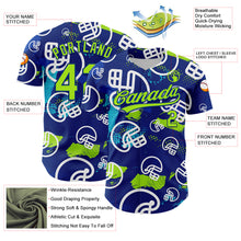 Загрузить изображение в средство просмотра галереи, Custom Royal Neon Green-White 3D Pattern Design Football Helmet Authentic Baseball Jersey