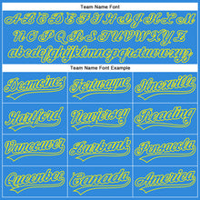 Загрузить изображение в средство просмотра галереи, Custom Electric Blue Light Yellow 3D Pattern Design Champion Trophy Authentic Baseball Jersey