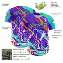 Load image into Gallery viewer, Custom Purple Pea Green 3D Pattern Design Champion Trophy Authentic Baseball Jersey