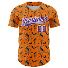 Загрузить изображение в средство просмотра галереи, Custom Bay Orange Purple-White 3D Pattern Halloween Authentic Baseball Jersey