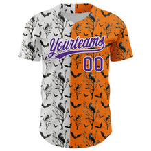 Загрузить изображение в средство просмотра галереи, Custom Bay Orange Purple-White 3D Pattern Halloween Authentic Baseball Jersey