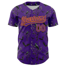 Load image into Gallery viewer, Custom Purple Bay Orange 3D Pattern Halloween Authentic Baseball Jersey