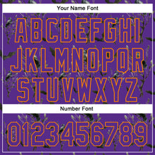 Load image into Gallery viewer, Custom Purple Bay Orange 3D Pattern Halloween Authentic Baseball Jersey