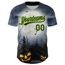 Laden Sie das Bild in den Galerie-Viewer, Custom Gray Black-Neon Green 3D Pattern Halloween Authentic Baseball Jersey
