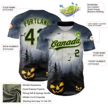 Laden Sie das Bild in den Galerie-Viewer, Custom Gray Black-Neon Green 3D Pattern Halloween Authentic Baseball Jersey