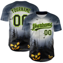 Laden Sie das Bild in den Galerie-Viewer, Custom Gray Black-Neon Green 3D Pattern Halloween Authentic Baseball Jersey