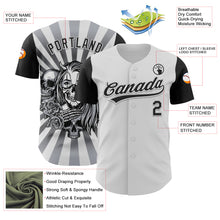 Load image into Gallery viewer, Custom White Black 3D Pattern Halloween Skull Authentic Baseball Jersey