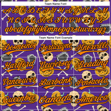 Load image into Gallery viewer, Custom Purple Bay Orange-Black 3D Pattern Halloween Skull Authentic Baseball Jersey