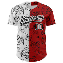 Laden Sie das Bild in den Galerie-Viewer, Custom Red Black-White 3D Pattern Halloween Authentic Baseball Jersey